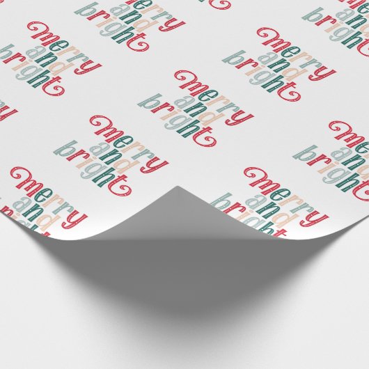 Fun Merry en Bright typografie Rood ontwerp Wrappi Cadeaupapier (Hoek)