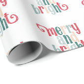 Fun Merry en Bright typografie Rood ontwerp Wrappi Cadeaupapier (Rol Hoek)