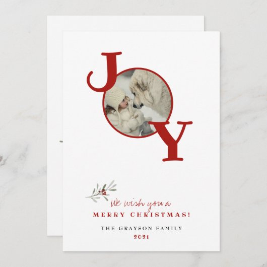 Fun Merry kerst Joy Photo Holiday Card (Voorkant / Achterkant)