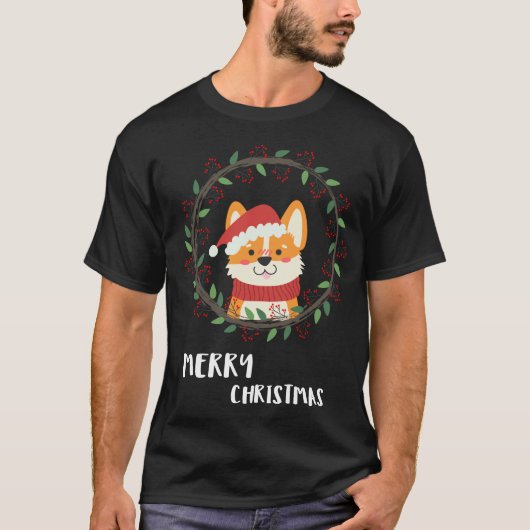 Fun Merry Kerstkerstkerstpuppy T-shirt (Voorkant)