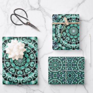 Fun met Blauwgroen en zwart Inpakpapier Vel