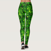 Fun met groene lederen botanische foliage met kers leggings (Achterkant)