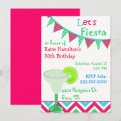 Fun Mexican Fiesta Birthday Party Invitation Kaart (Voorkant / Achterkant)