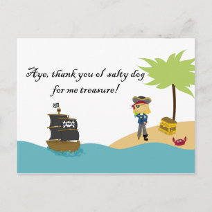 Fun mignon pirate fille merci carte postale