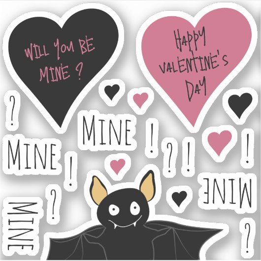 Fun Mine Mine Mine Collectie vleermuisthema Sticker (Voorkant)