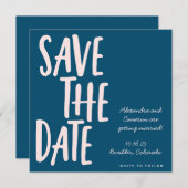 Fun Minimalist Blauwgroen Blue Whimsical Wedding Save The Date (Voorkant / Achterkant)