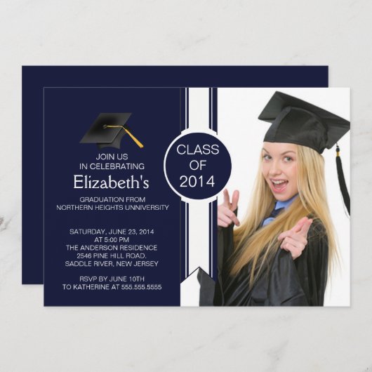 Fun Modern Afstuderen Fotogradatie Partij Kaart (Voorkant / Achterkant)