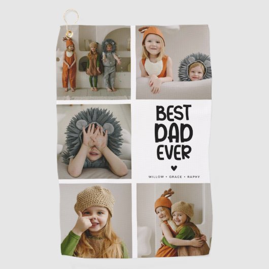 Fun Modern 'BEST DAD EVER' 5 Foto Golfhanddoek (Voorkant)