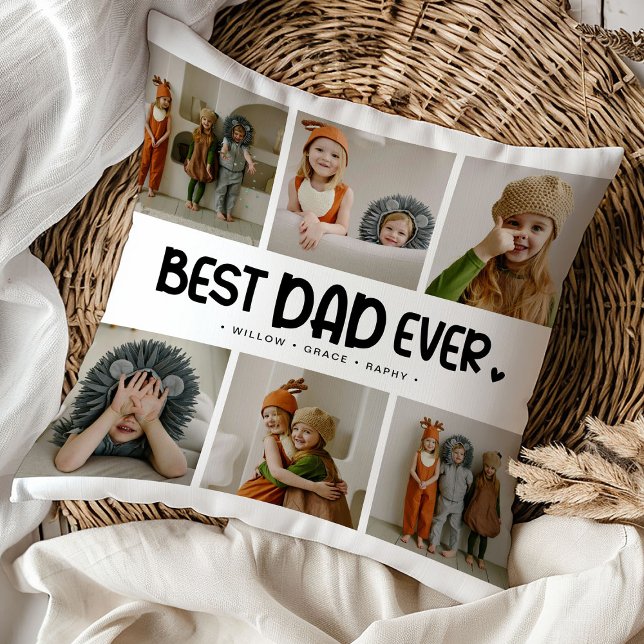 Fun Modern 'BEST DAD EVER' 6 Foto Kussen (Creator heeft geüpload)