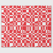 Fun Modern Checkered Red & White Wrapping Paper Cadeaupapier (Vlak)