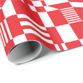 Fun Modern Checkered Red & White Wrapping Paper Cadeaupapier (Rol Hoek)