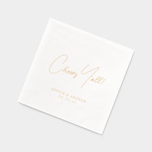 Fun modern cheers y'all script minimalist wedding (Gauche)