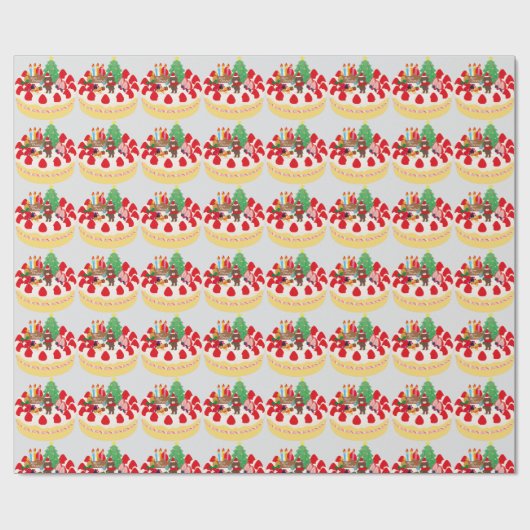 Fun Modern Christmas Holiday Cake Bear  Cadeaupapier (Vlak)