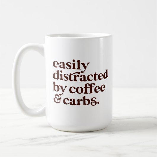 Fun Modern Coffee Lover Carbs Lover Brown Letters Koffiemok (Links)