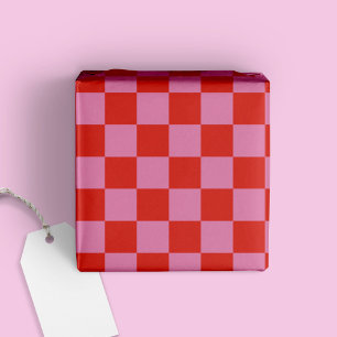 Fun Modern Gecontroleerd Rood + Hete Roze Cadeaupapier