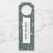 Fun Modern Green Terrazzo Prettige feestdagen Flessenhanger (Voorkant)