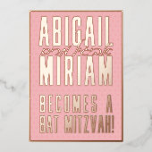 Fun Modern Hebrew Bat Mitzvah Uitnodiging (Voorkant)