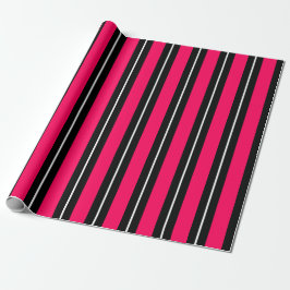 Fun & Modern Hot Pink, Black & White Stripes Cadeaupapier