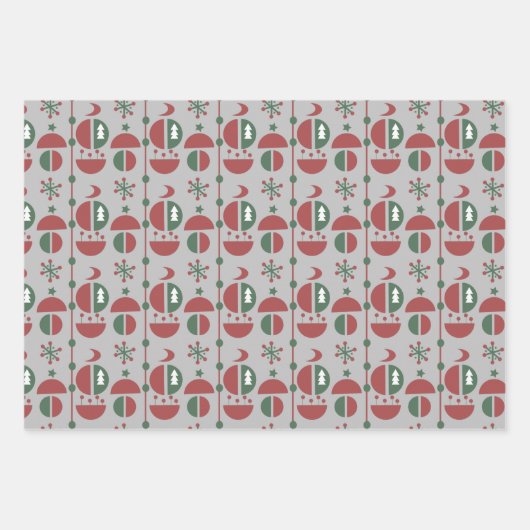 Fun Modern Kerstmis Geometrical Shaptern Pattern Inpakpapier Vel (Voorkant 3)