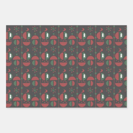 Fun Modern Kerstmis Geometrical Shaptern Pattern Inpakpapier Vel (Voorkant 2)