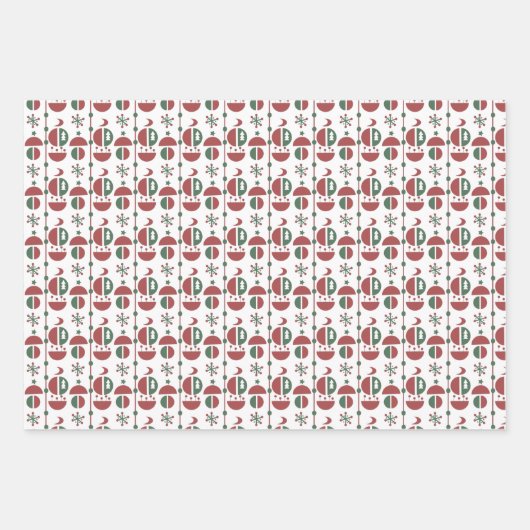 Fun Modern Kerstmis Geometrical Shaptern Pattern Inpakpapier Vel (Voorkant)