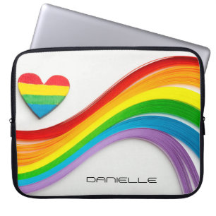 Fun Modern LGBT Pride Rainbow Persoonlijke naam Laptop Sleeve