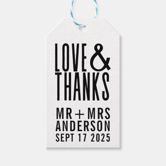 Fun Modern Love and Bedankt Foto Weddenschap Cadeaulabel (Voorkant)