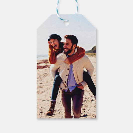 Fun Modern Love and Bedankt Foto Weddenschap Cadeaulabel (Achterkant)