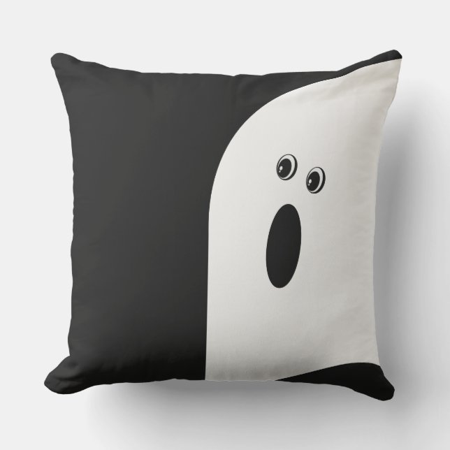 Fun Modern Minimalistisch Abstract Ghost Halloween Buitenkussen (Voorkant)