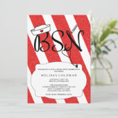 FUN MODERN RN afstuderen nodigt uit tot RED glitte Kaart (Staand voorkant)