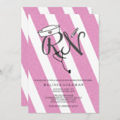 FUN MODERN RN afstuderen nodigt warm roze glitter  Kaart (Voorkant / Achterkant)