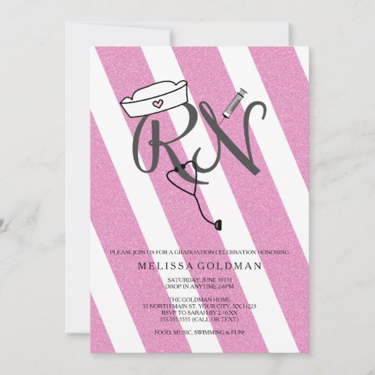 FUN MODERN RN graduation invitations parties scint (Devant)