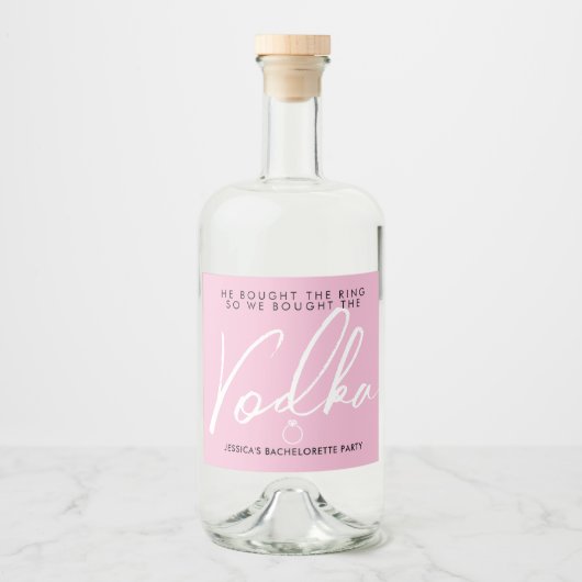 Fun & Modern Roze Bruidsfeest Likeurfles Etiket (Voorkant)