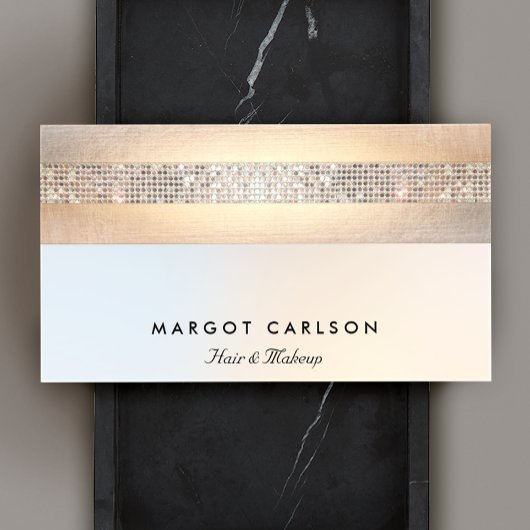 Fun Modern Silver Sequin Gold Beauty Salon Visitekaartje