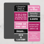 Fun & Modern Surprise Birthday Party II Kaart (Voorkant / Achterkant)