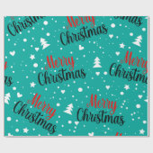 Fun Modern Teal Merry Christmas Script Cadeaupapier (Vlak)