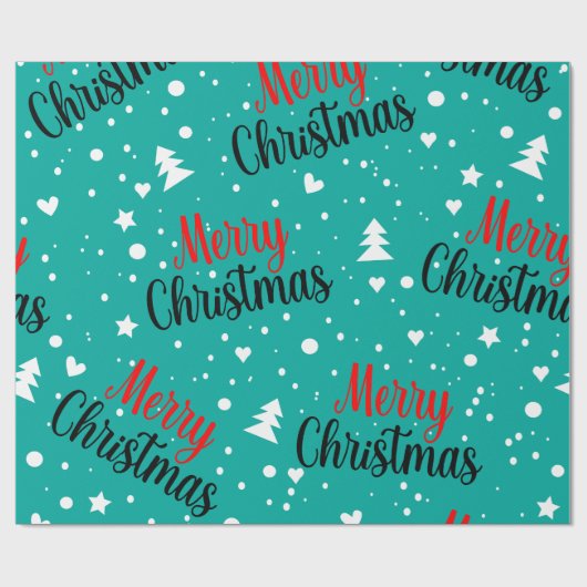 Fun Modern Teal Merry Christmas Script Cadeaupapier (Vlak)