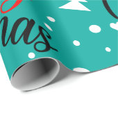 Fun Modern Teal Merry Christmas Script Cadeaupapier (Rol Hoek)