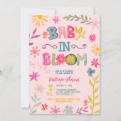 Fun modern whimsical floral baby in bloei douche kaart (Voorkant)
