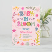 Fun modern whimsical floral baby in bloei douche kaart (Staand voorkant)