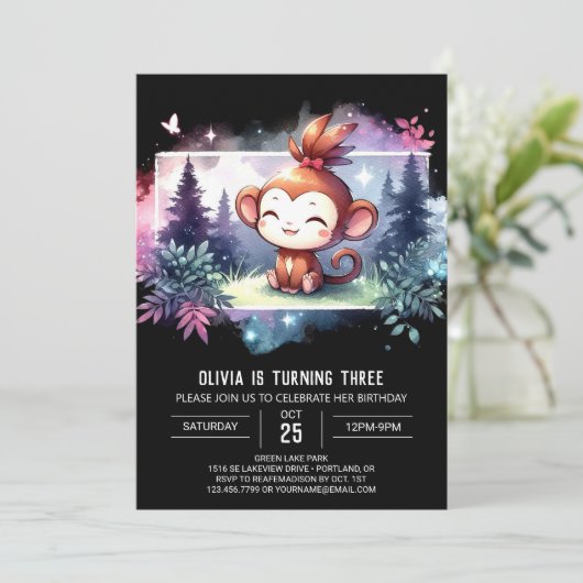 Fun Monkey Verjaardag Kaart (Staand voorkant)