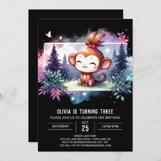 Fun Monkey Verjaardag Kaart (Voorkant / Achterkant)