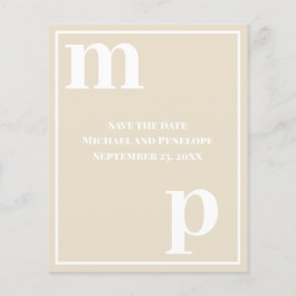 Fun Monogram Champagne Beige Budget Save the Date Flyer