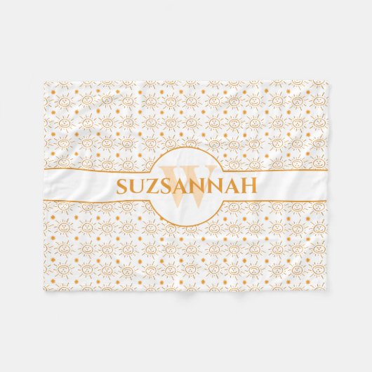 Fun Monogram Naam Handtekening Zon Fleece Deken (Voorkant (Horizontaal))
