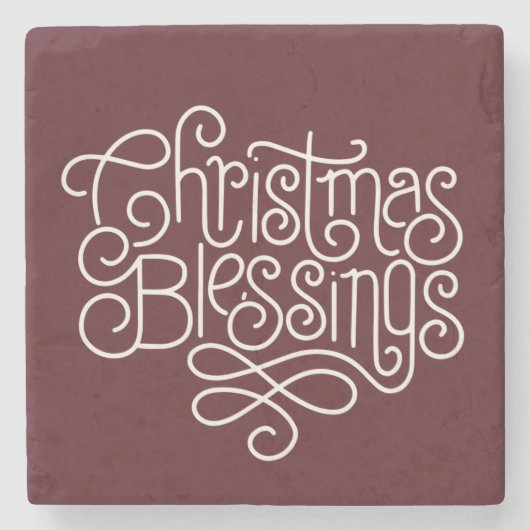 Fun monoline Kerstmis Blessings script Stenen Onderzetter (Voorkant)