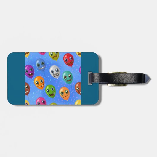 Fun Monster Gezichtballonnen Bagagelabel (Achterkant horizontaal)