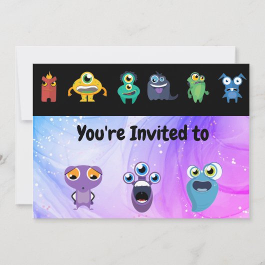 Fun Monster sur mesure Invitation de fête d'annive (Devant)