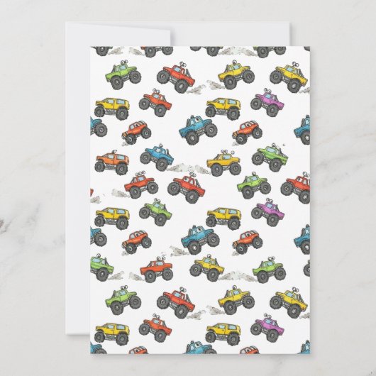 Fun Monster Trucks 6th Birthday Party Invitation (Dos)