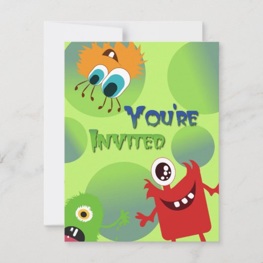 Fun Monsters Birthday Party Invitation Sjabloon Kaart (Voorkant)