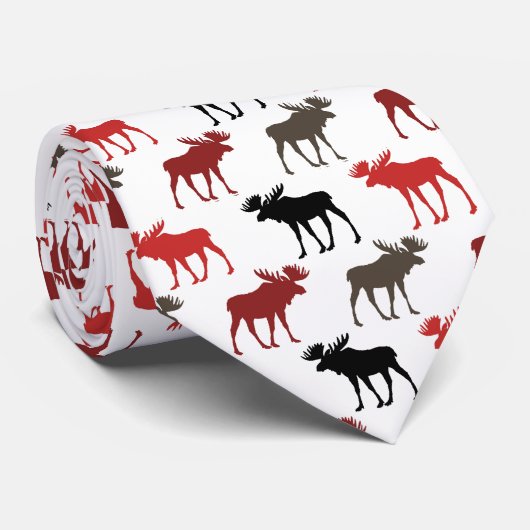 Fun Moose on the Loose Pattern Stropdas (Opgerold)